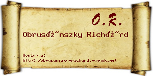 Obrusánszky Richárd névjegykártya